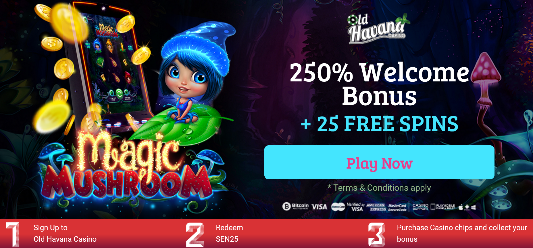 Old Havana
                                Casino-250% WELCOME BONUS + 25 FREE
                                Spins